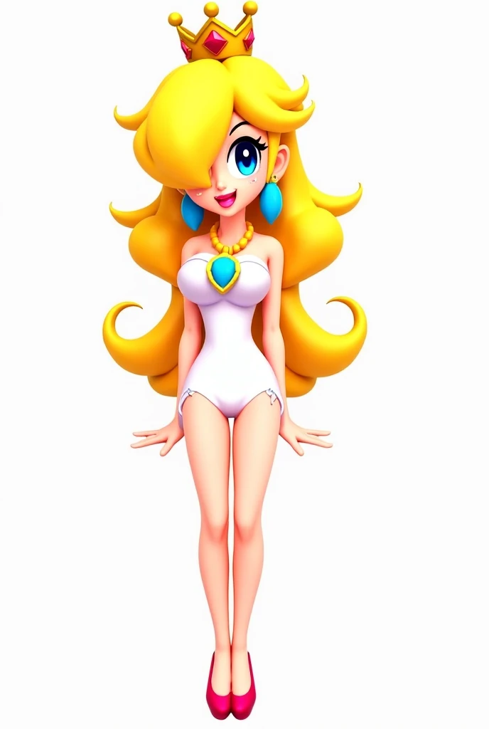masterpiece, ultra-detailed, best quality, illustration, 8k cg wallpaper, an extremely delicate and beautiful, 1girl, Princess Peach /(Super Mario Bros/), solo, perfect anatomy, smiling, blushing, perfect arms, perfect hands, perfect fingers, perfect legs, cute, pretty, beautiful, sexy, perfect body, (background: castle courtyard, grass, trees, flowers, gate, intricately detailed items in background), <lora:Cuphead:1>