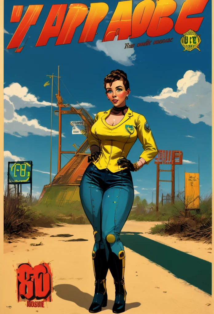 ((SFW)), Kelly_LeBrock, Big Eyes, LucasArts Style, jumpsuit, toolbelt, tinker's cap,