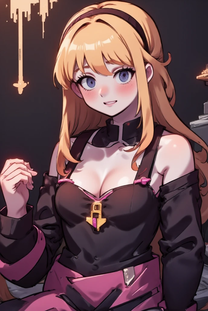 (Highest quality, high resolution, 8k:1.2), beautiful eyes, highly detailed face, detailed CG, 1 girl, anime, gyaruko, big breasts, smiling, (long gloves covered in black latex all the way to the fingertips), (black latex corset dress), (halter neck corset dress), (black latex tight mini skirt), (black thigh-high boots), glowing skin, looking at the audience, dynamic pose, dynamic angle, solo,