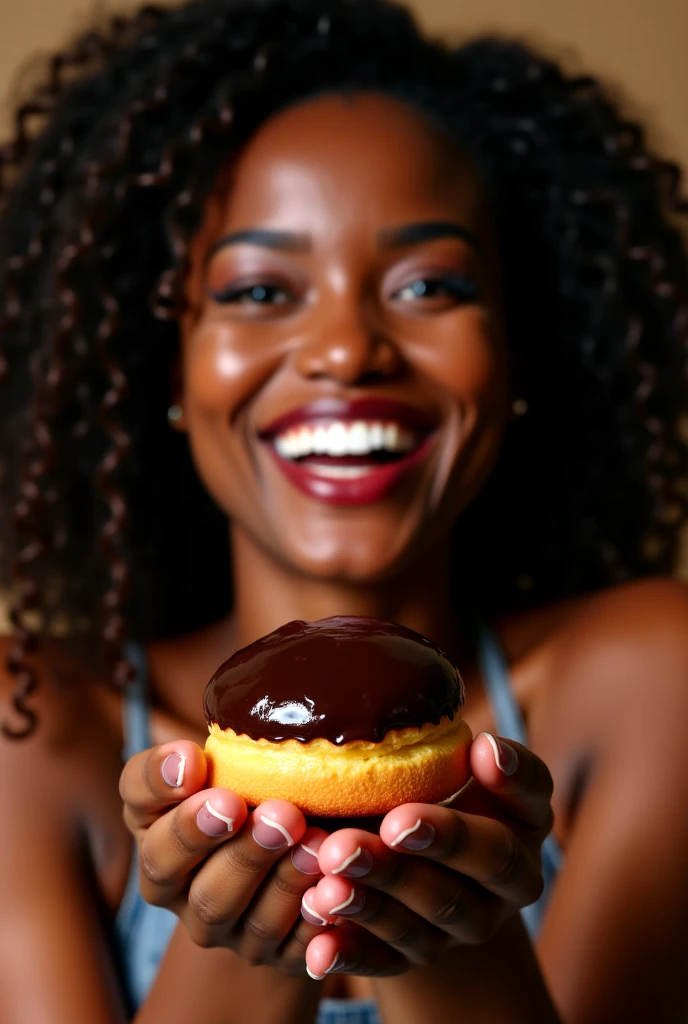 I need an image of a mango eating a chocolate dipped bread roll where the title is " CHOCOBARS " and the slogan is " Enjoy paradise in every bite "