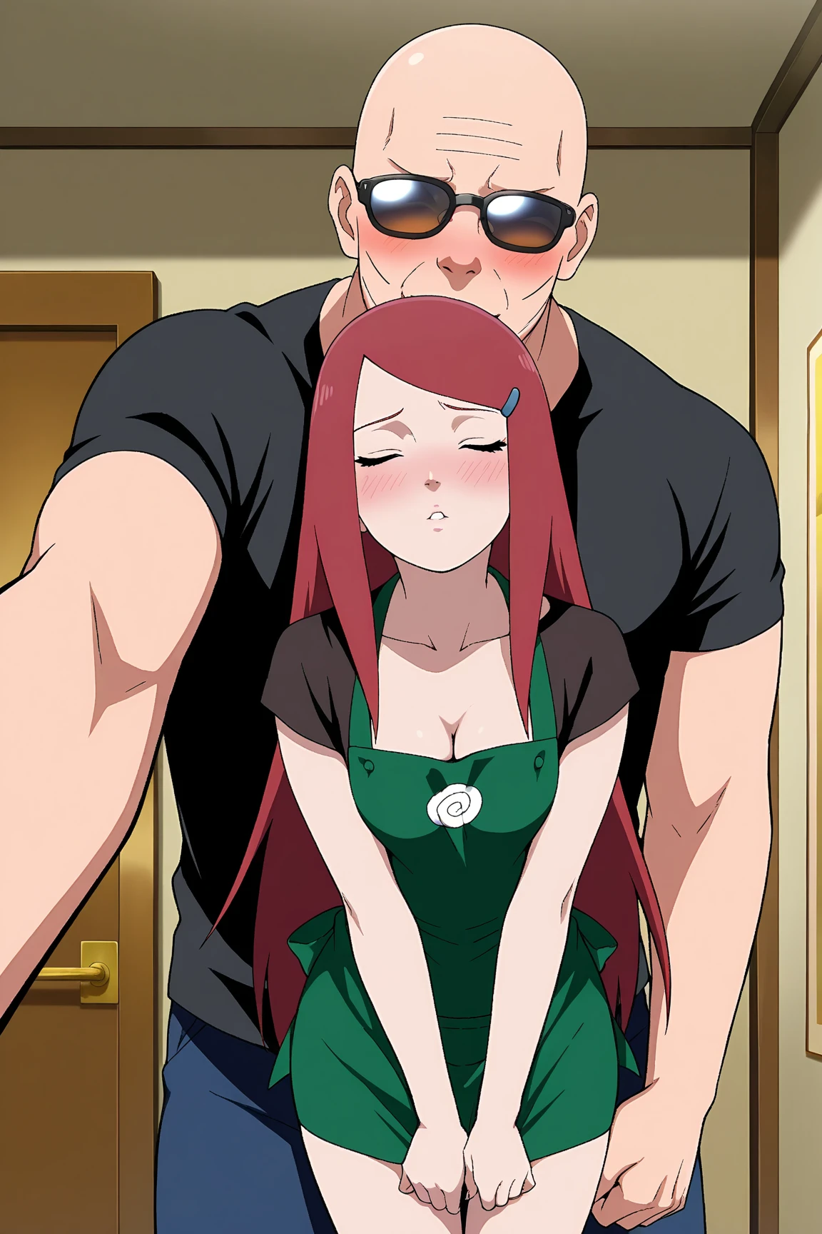 (high quality:1.2), detailed, shadows, cinematic lighting, digital art,
(YukikoMisuzu:1.1), 1girl, solo, mature female, standing, from side, cowboy shot, <lora:head_between_breasts_v1.5:0.8>( face to breasts, head between breasts, between breasts:1.1), 1boy,
(looking at another, blush, smirk:1.3),
green hair, long hair, purple eyes,
teacher, (turtleneck sweater:1.2), pencil skirt, thighhighs, zettai ryouiki,
huge breasts, curvy, thighs,
(window:1.1), classroom, sunset, sky,
<lora:YukikoMisuzu:0.9>