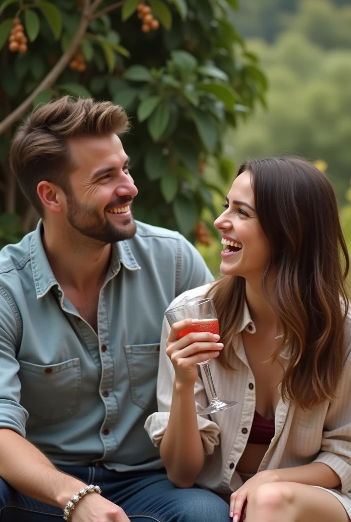Realistic Man and Girlfriend 25-35 years old, In Mexico blonde hair brown eyes eating acai from a bowl  , with friends Ultra HD, high qualiy, best qualityer, high resolution, 8k, 16K
