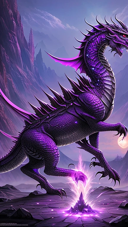 Interdimensional eldritch dragon.
Chaotic black-violet scales, chaotic violet eyes, dark violet sharp horns, large size as big as a giant galaxy. It devours galaxies with its sharp teeth and destructive fangs.
DARK FANTASY STYLE.
Quality: Ultra HD, 8k, UHD, 1.5, HDR, Detailed Lighting
