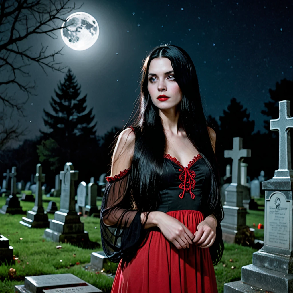 Create a picture of a woman wearing a transparent white dress,long black hair down to the bottom,face full of cuts,vicious eyes,mouth full of blood,the stomach is hollow,visible intestinal organs scattered full of blood,background of an old cemetery, mysterious scary atmosphere,text "Rizqi Oliveira" with blood dripping