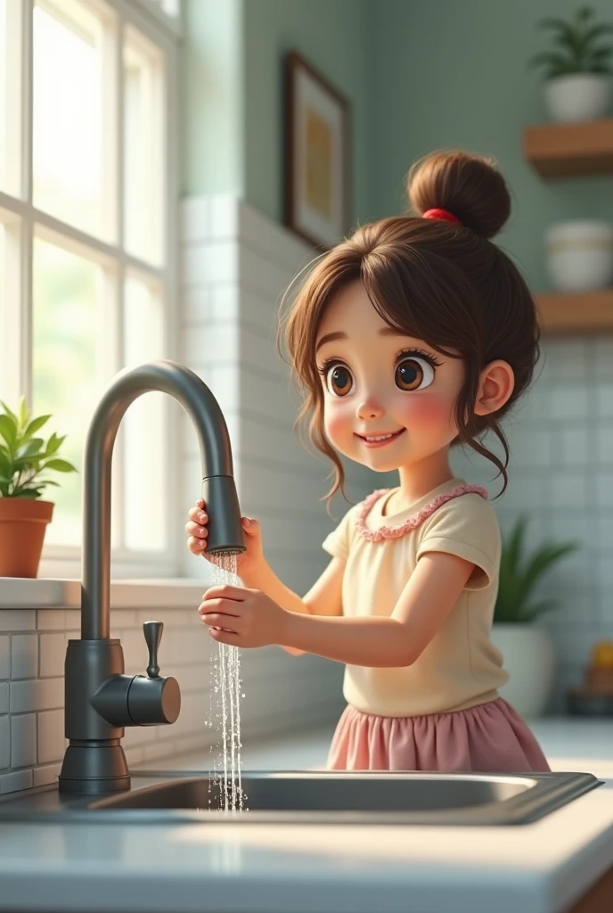 Girl washing hands