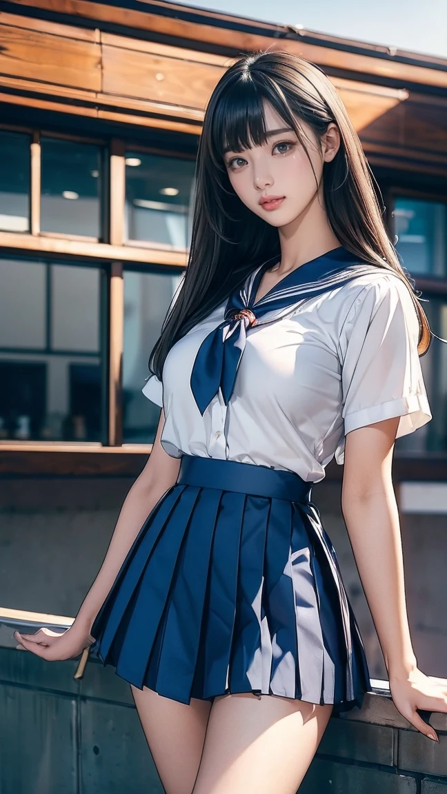 ((Battle Royale in the ruins of the city)), ((Sailor suits and pleated skirts)), (((Holding a dual sword))), Shingen-ryu Secret Stance, (beautiful girl, Baby Face:1.3, Idol Face), (Small and slender figure), (Slender body line), (Beautiful breasts), Small beautiful butt, (Highest quality, 8K, masterpiece:1.2), (Detailed eyes and face:1.3), (Detailed hands), (Reality:1.4), (Professional photography techniques, Cinema Lighting), (View the viewer:1.3), ((Desperate look)), (Ultra-detailed double-edged sword geometry), (Perfect Anatomy:1.3)
