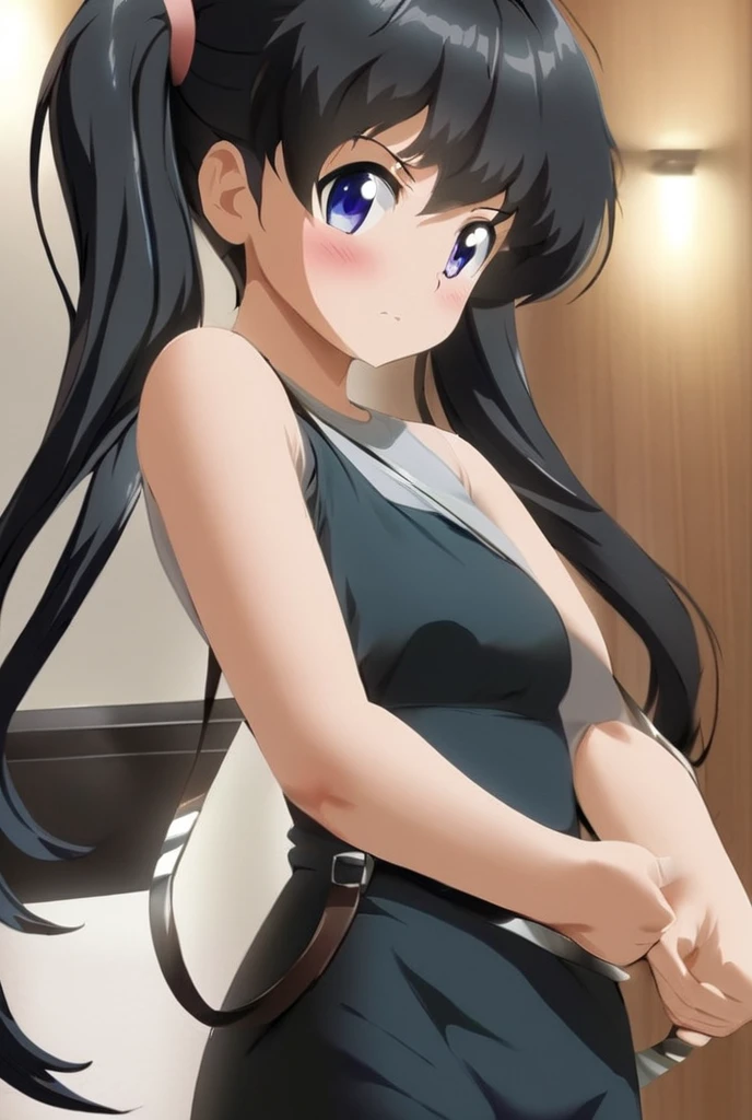1girl, alone, mai sakurajima, long hair, black hair, grayish blue eyes, embarrassed, seductive, makeup, smiling, closed mouth, medium breasts, medium waist, medium hips, wide thighs, black playboy bunny outfit, playboy bunny ears , room, night, good lighting, open window, on all fours in bed, facing viewer from behind, showing rear, excellent hands, excellent body anatomy