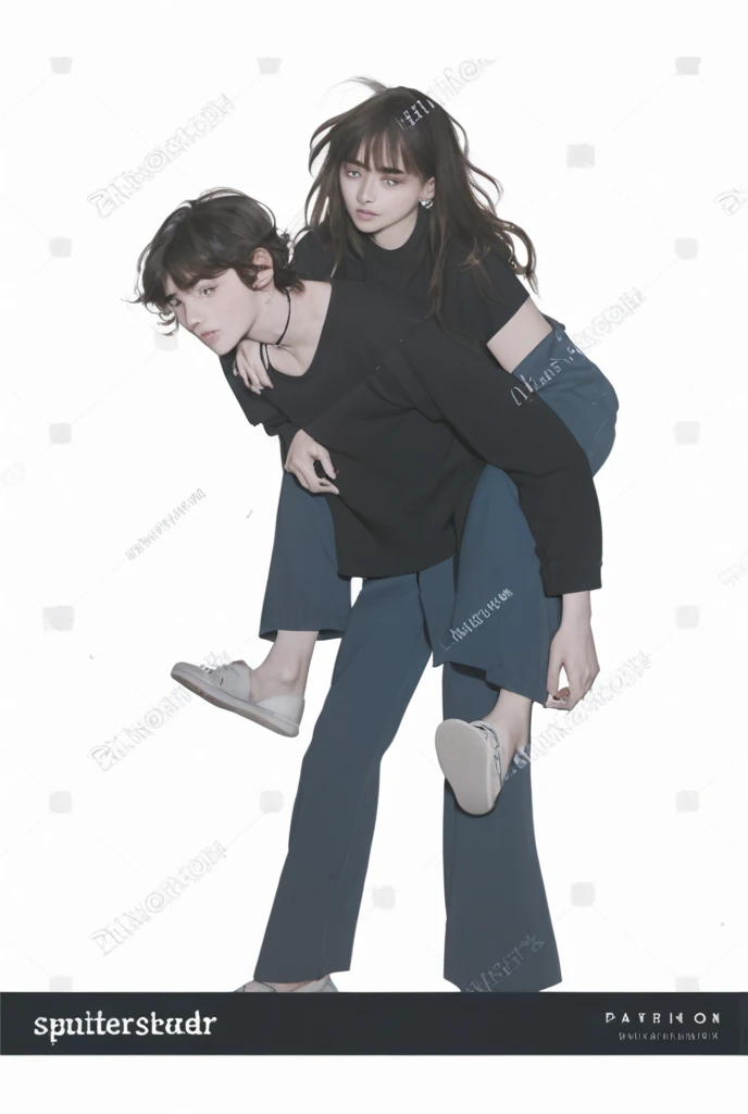 13-year-old Caucasian boy lifting and carrying two beautiful Caucasian women