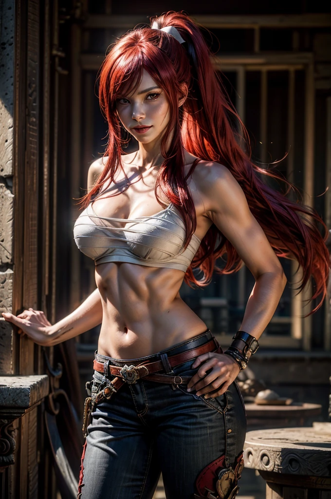 A determined and ambitious bodybuilder warrior, pretty face, serious face, white hair, red eyes, perfect body, fit body, abdomen, big breasts, muscular, who fights to become the strongest,super high resolution, best quality, photo, 8k, (photorealistic: 1.2), cinematic lighting, abdominal muscles, masculine, dark, masterpiece, best quality, intricate details, night time, damaged city thats on fire, 3D light, HD, detailed face, depth of field, soft lighting, tone mapped, highly detailed, concept art, smooth, sharp focus, dramatic lighting, highly detailed art, cinematic, 8K, amazing shadows (highly detailed background: 1.2), super hero, long dark messy hair, shirtless, bulletproof, bullets rickashaying off him, hairy, super stong, bullets flying, ready to fight, fighting pose, glowing blue lights on his wrist bans, outside, rickasha, yellow glowing eyes, time traveler,Beautiful viking woman, red hair extremely sexy clothes, muscular body, large breasts


