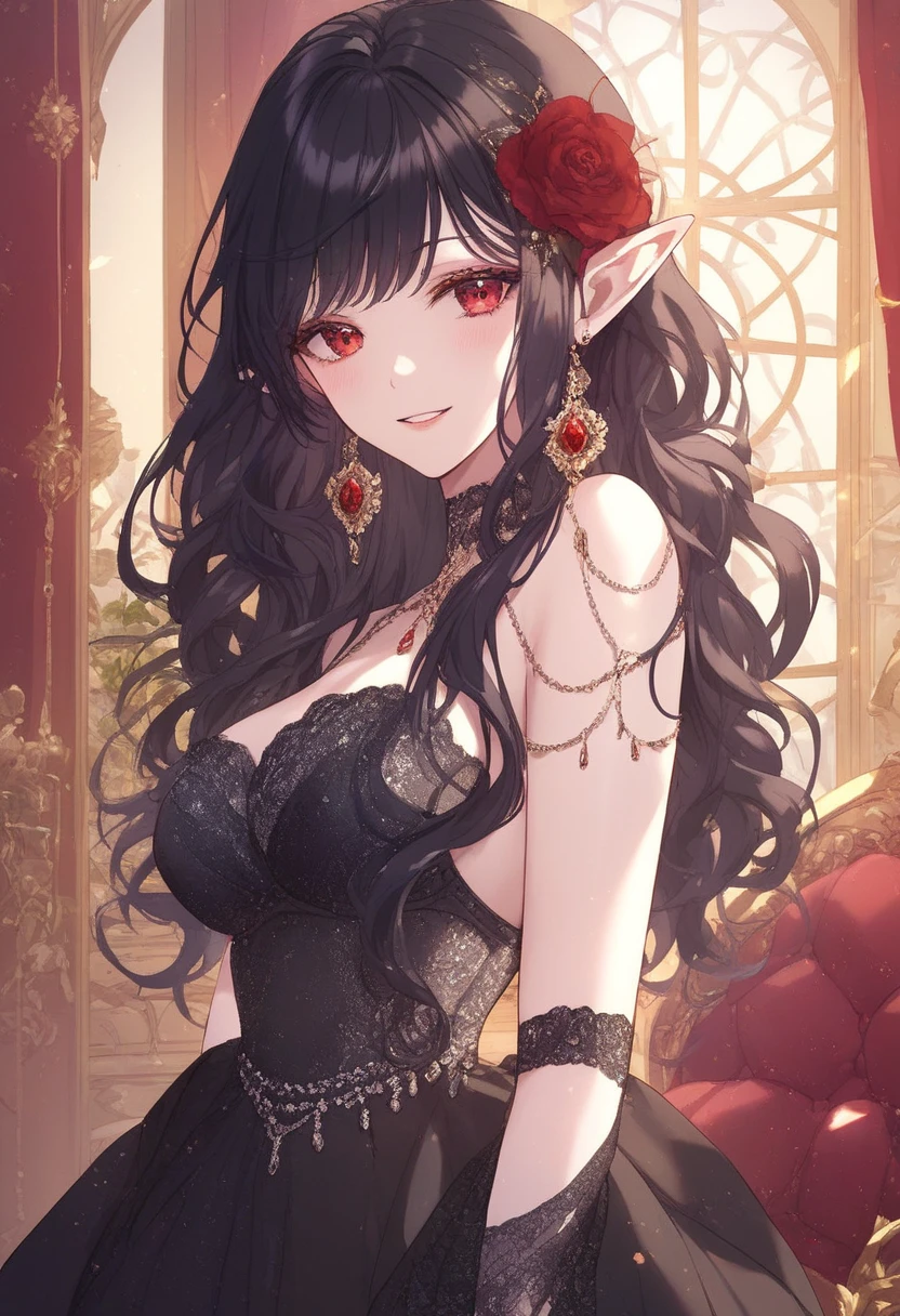 arachne，Monster Girl，wince，Light smile，adolable，