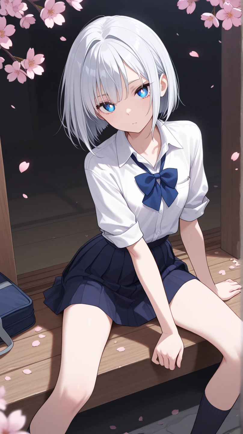 origamitobiichi, origami tobiichi, blue eyes, long hair, school uniform, white hair, hair clips, hair pins,
BREAK school uniform, white shirt, collared shirt, blazer, black blazer, long sleeves, skirt, blue skirt, kneehighs,
BREAK looking at viewer,
BREAK indoors, classroom,
BREAK (masterpiece:1.2), best quality, high resolution, unity 8k wallpaper, (illustration:0.8), (beautiful detailed eyes:1.6), extremely detailed face, perfect lighting, extremely detailed CG, (perfect hands, perfect anatomy),