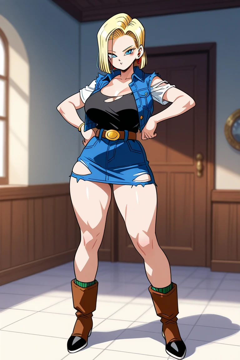 Dragon Ball outfit Android 18 busty with her clothes ripped full body ...