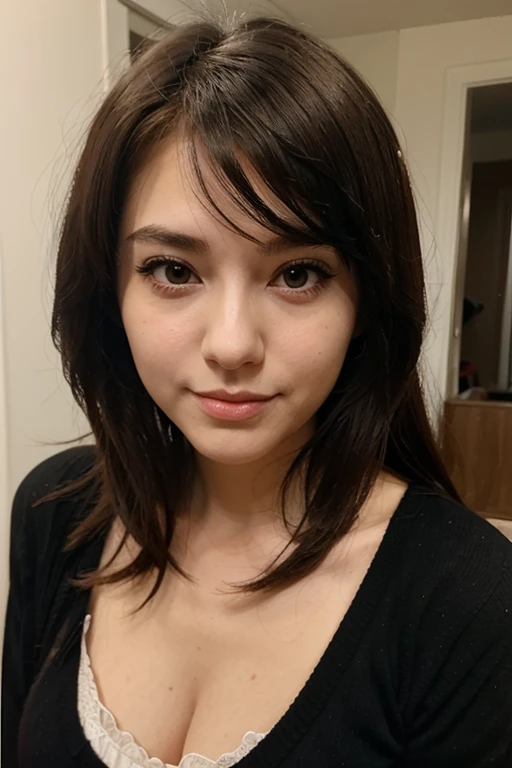 MILF a mediados de los 40, sorprendido, boca ligeramente abierta, ojos severos, Sharp Features
