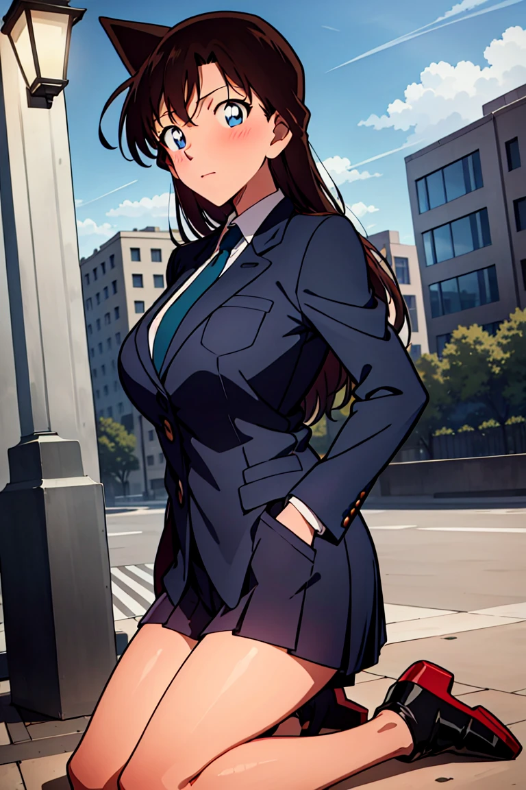 highest quality, masterpiece, High resolution, 1 girl, One body, Chabashira Sae, (Adult female 30 years old:1.5), Long Hair, (black髪:1.5), (hair ornaments), (Brown eyes:1.5), ponytail, (Hair Clip), clavicle, (black_Jacket:1.5), (whiteのシャツ:1.5), (Fine and beautiful eyes:1.6), Highly detailed face, Perfect lighting, Highly detailed CG, (Perfect Anatomy:1.5), (Perfect hands:1.5), (Perfect Fingers:1.5), (blush), classroom, (big胸:1.5), (big:1.5), (Wide pelvis), (Are standing), (Huge lower body:1.5), (Thick thighs), (完全に露出したpanties:1.5), (white_race_panties:1.5), (Buttocks up from below:1.5), (Put your hands on your hips:1.5), (Cowboy Shot:1.5), (bigお尻:1.5)