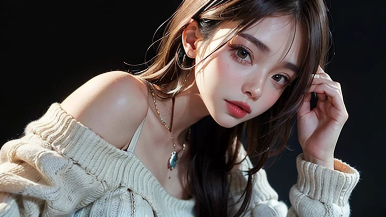 (Photoreal Stick:1.5, masutepiece:1.5, 8K), (top-quality, ​masterpiece, 超A high resolution), Perfect dynamic composition, Professional camera work:1.4, Highly detailed skin and facial texture:1.3, Mystical portrait:1.3, Grow Light Effect, The ultra-detailliert, 1girl in, ((Night view from inside the building, Please turn off the lights in the room, Dark atmosphere, The moonlight at night shines through the glass)), (V-neck shirt:0.8, black tailored suit suit jacket), Model body type, Clear face, Detailed hand, Beautiful and detailed eyes, (Enraptured look:0.8, i love you completely:0.8), A mouthfeel that feels beautiful eros, Dark brown medium hair, the chest is medium, a necklace