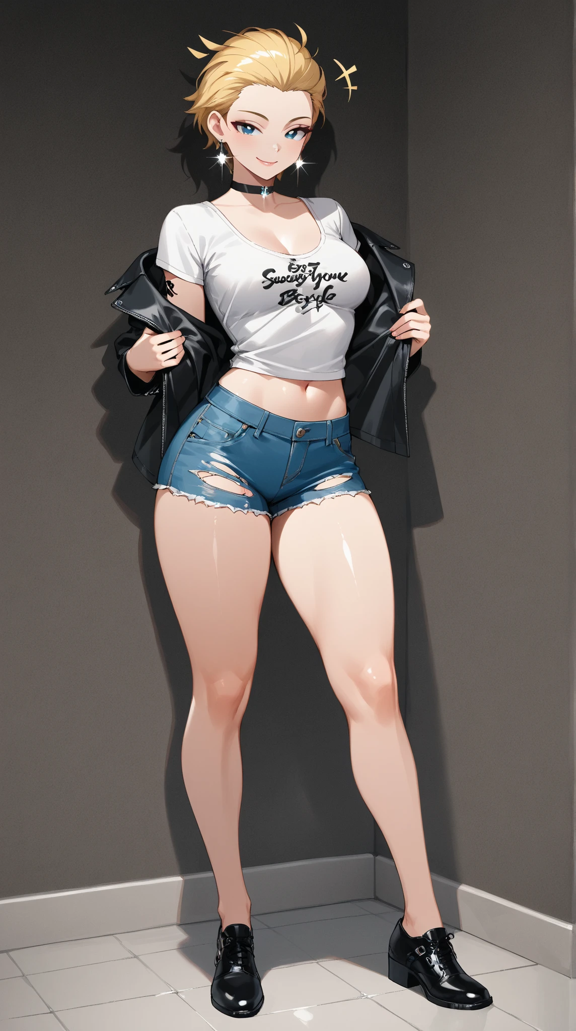 Anime girl wearing black top and shorts posing for photo, Tifa lockhart, April Rendering, Tifa, seductive Tifa lockhart portrait, Tifa lockheart, glamorous Tifa lockheart, Full body illustration, Tifa lockhart portrait, Short full-body portrait!, anime Full body illustration, full body xianxia, Attractive anime girl