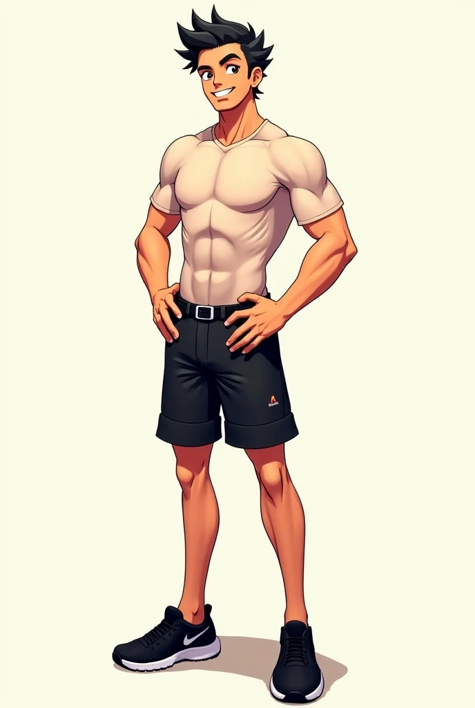 A thirteen year old boy, athletic, strong chest, erect nipples, pointy nipples, nipples with rings, very beautiful, Whole body, slim short shorts.