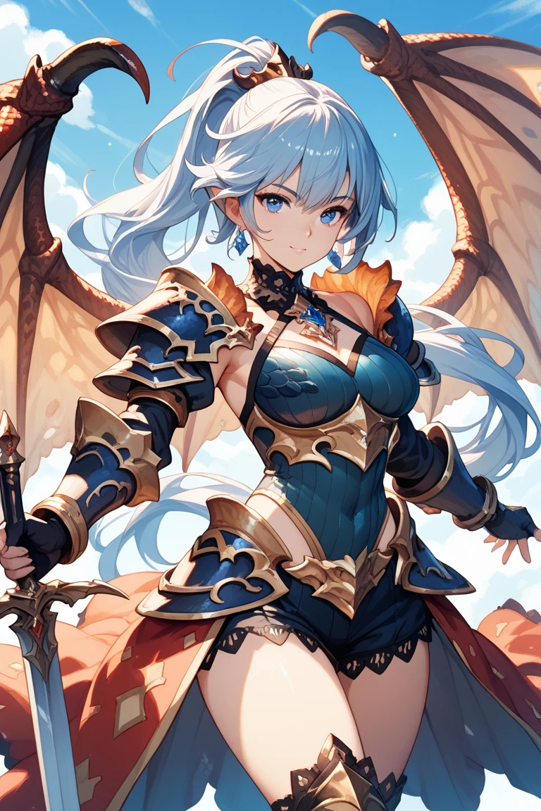 ((A giant dragon girl with wings and horns breathing fire from her mouth.)) medieval fantasy style ((Top view)) ((giant girl)) Burning and destroyed city ruins Rubble pile Giant Girl Dragon Wing Dragon Horn Metal armor Metal Shoes ((Long Spear)) Stretched nails beautiful girl Metropolis church Chapel