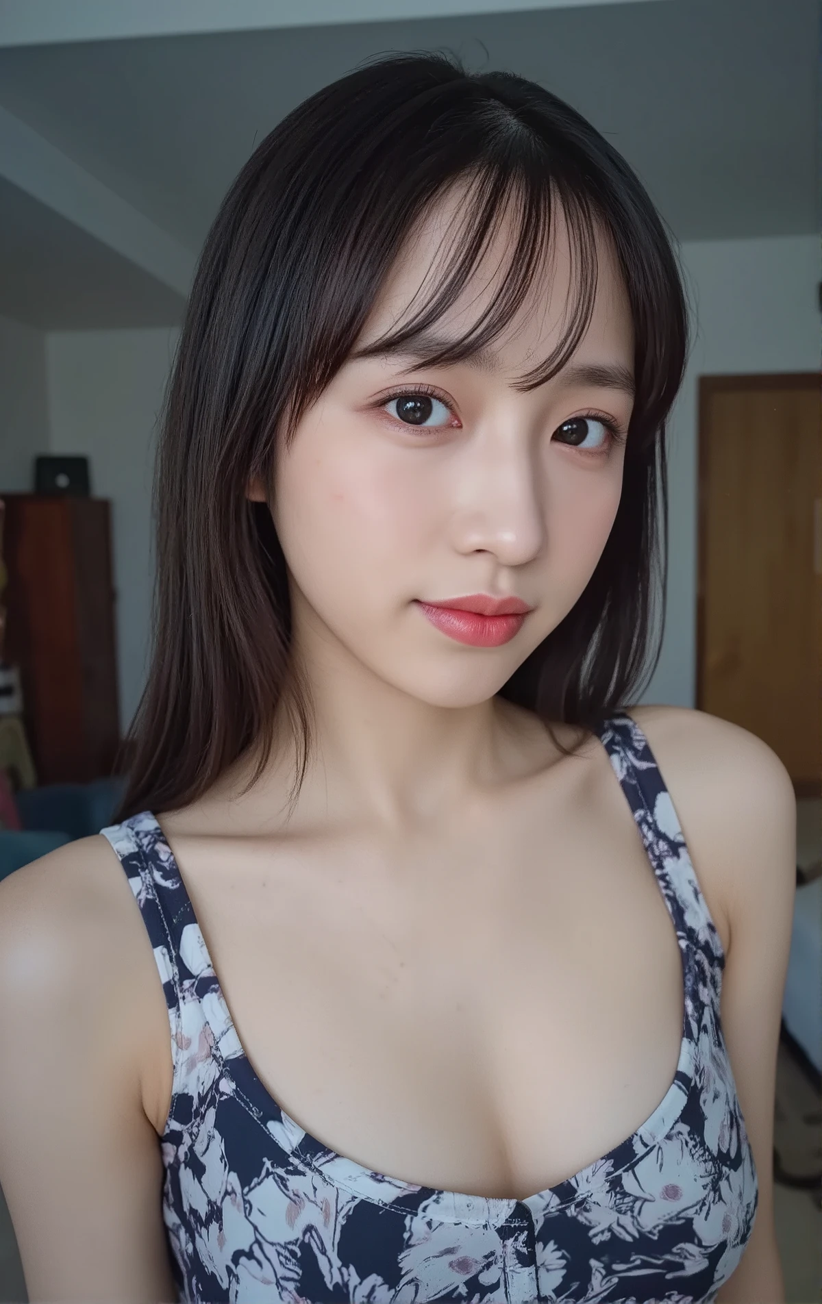 best qualtiy, 超高分辨率, (realisticlying:1.4), one-girl, A pair of clear and moving peach blossom eyes,Royal Sister,Fair skin,(full bodyesbian:1.2)a sense of atmosphere,a beauty girl, ssmile,parks,looking at viewert, closeup cleavage ,(Photorealistic:1.4),1girll,Sexy,(Black bra:1.4),(Big breasts:1.9),(Upper body:1.4),(Wet body),(:1.2)
