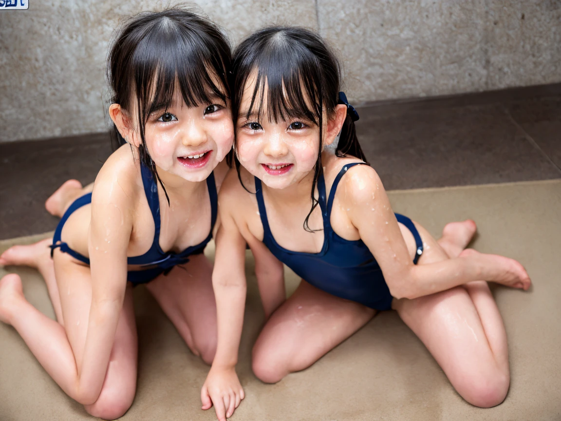 SFW, (Snapshot of girls kissing face to face in an open shower room by the pool), Braid hair, With bangs、(School Swimwear), the body is covered with juice、Sweating、be sweaty、Wet pearl skin, ((Wet swimsuit)), Perfect Lighting, Clear Focus, (bokeH:1.4), Roundly butts, { (shower:1.7) | Overflowing Gigantic sideboob | Butt cruck | (from above:1.4) }, hidden hands BREAK (NOGIZAKA girls) ((Extremely Detailed very KAWAII face variations)), perfect anatomy, Childish, captivating gaze, elaborate detailed Eyes with (sparkling highlights:1.2), long eyelashes、Glossy RED Lips with beautiful details, Coquettish tongue, Rosy cheeks . { (Dynamic joyful expressions) | (:d) }, (no large eyes) . (close-up:1.28)