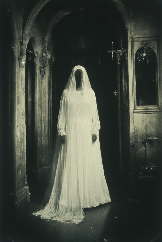 a photo of a transparent ghost woman