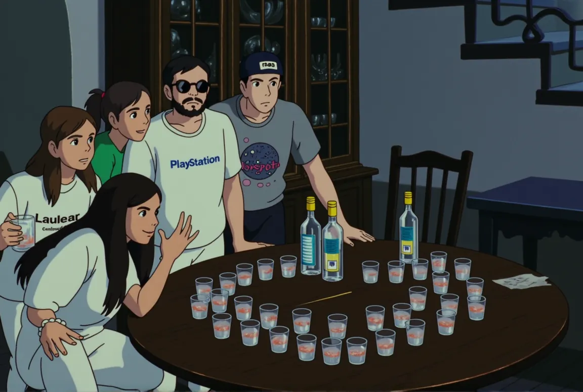 A child is crying while his mother is yelling at him to finish a giant soda and the child is crying and his family is the mafia and they are betting to see if he finishes the soda 