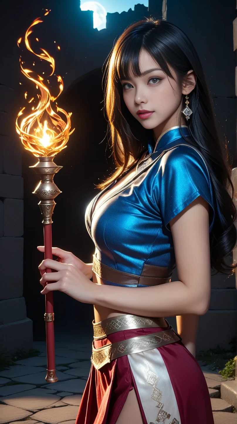 (((((((exposed shoulders, exposed cleavage, exposed thigh, exposed hips, eyes, wear strappy sandals, wear strappy thighs, 1human Japanese female, high-pony tail hair, big eyes, thin lips, thin nose, full body view, grin smile, slander body,atlet body, dynamic standing pose) kimono) willow) platform) gold) red) black), (harmony, balance, yin-yang), Chinese silk painting, Tai Chi principles, fluid motion, interconnected elements, the interplay of contrasting forces, Daoist philosophy, a touch of the I Ching, warm and cool color palette, reflective art, inspired by Laozi, Zhuangzi, Yin Yang diagrams, Taijitu, the Bagua, the fusion of the spiritual and the physical,1girl,solo, grabbing breasts,, daoist, summon magic, cinematic lighting, fire and ice split, bagua background, circular bagua, yi yang, daoist practice, mediation sit, buddha sit, spiral loong, cloud loong at the top,