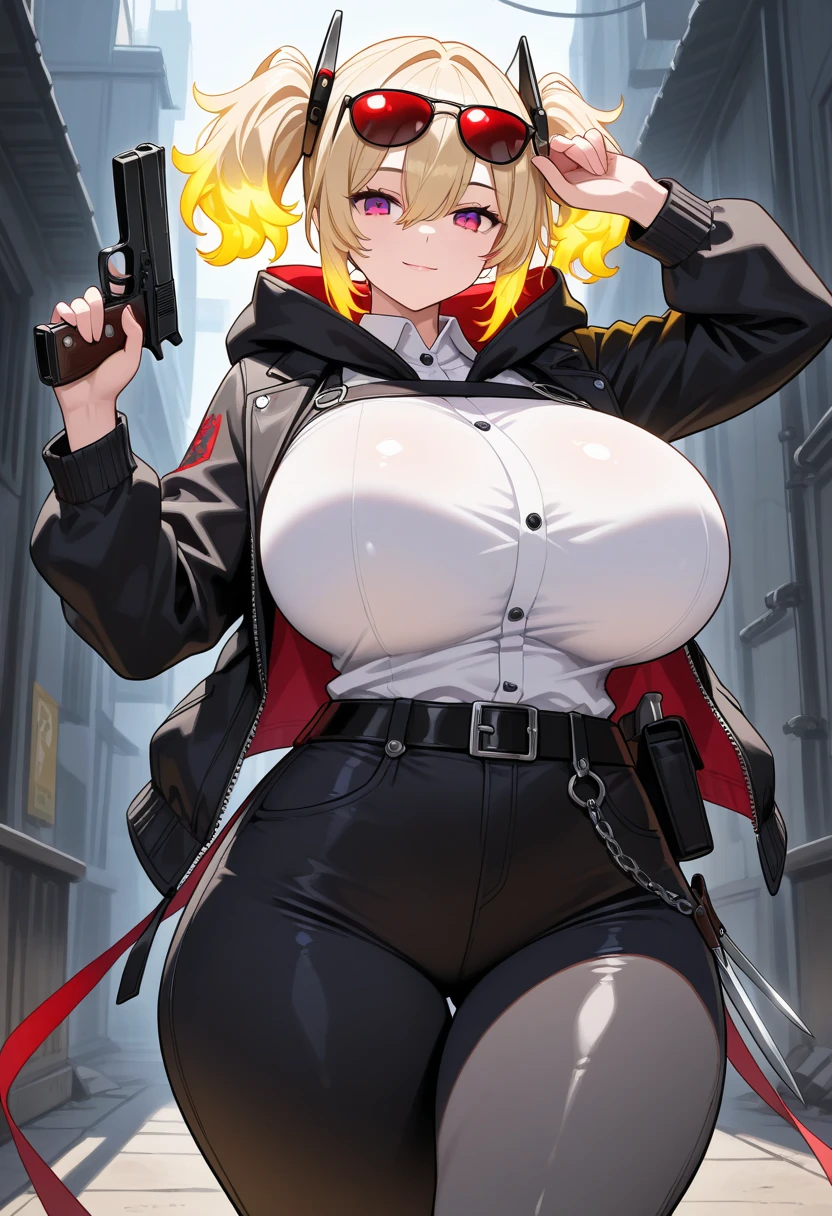 masutepiece, best quality, highly detailed, Cowboy Shot, Portrait, text saying "Do not cross"
harems, police woman, large breasts, Petite, White jacket, (beltbra:1.2),(caution tape:1.3), deep skin, Skindentation,
BREAK
city, alleyway, Red_And_Blue_A light, (police_Car:1.2), siren, syota_Scene, Night, Dark theme, ty), (Clouds), Add_detail:1, hair over eyes, Hair over one eye, Colossal tits, Tits, Hyper Maximum Size_breasts!! with the type of boobs_melons, wide hips, Huge ass, thick legs,
