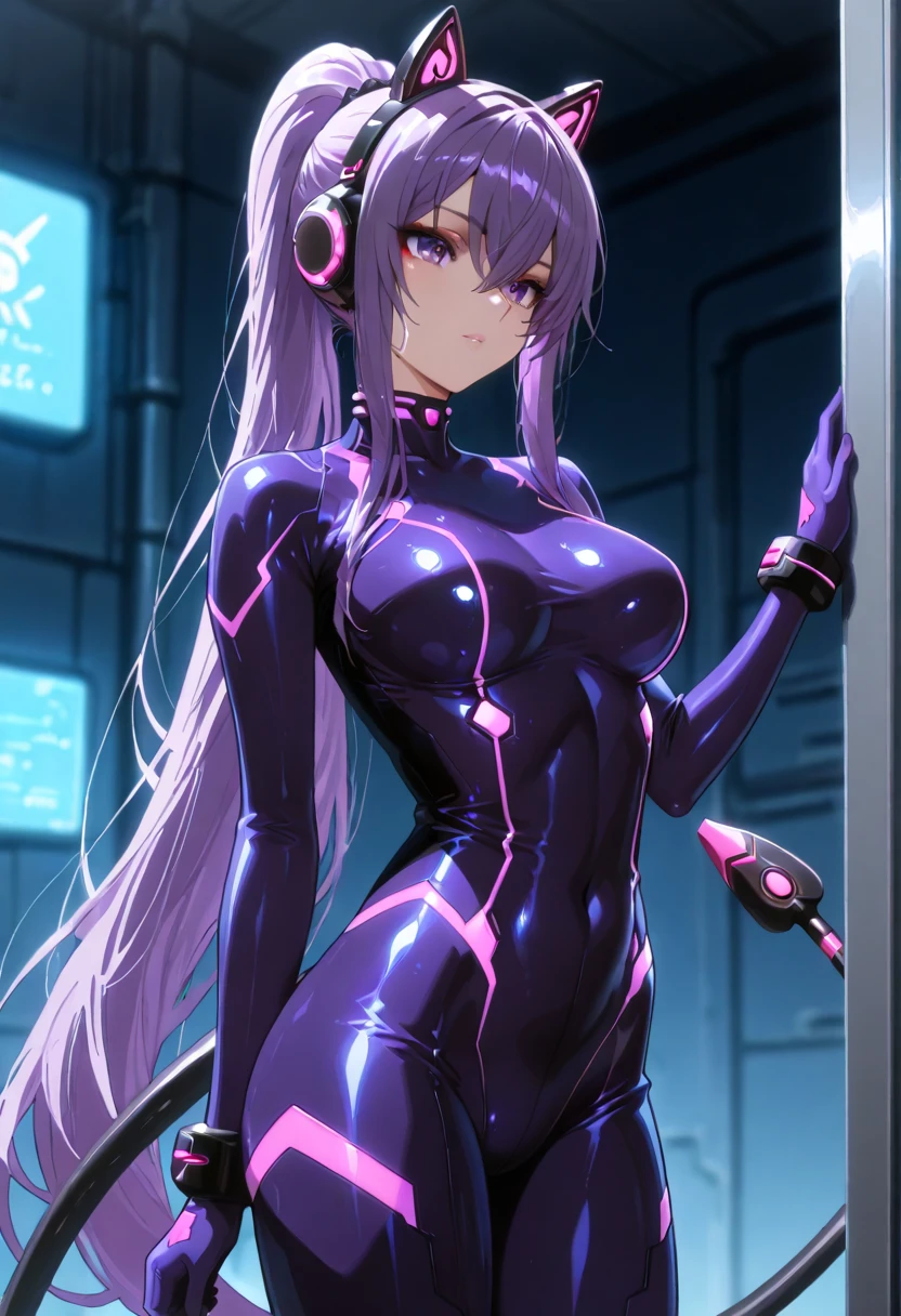 Alafed woman in wetsuit sitting in puddle, glossy wet skin!!, wet shiny skin, Made of liquid purple metal, broken beautiful female android!, Beautiful Female Android!, perfect android girl, Seductive Anime Girl, biomechanical oppai, an oppai cyberpunk, Drenched body, Purple body, Latex skin, Cyborg girl, Wet look