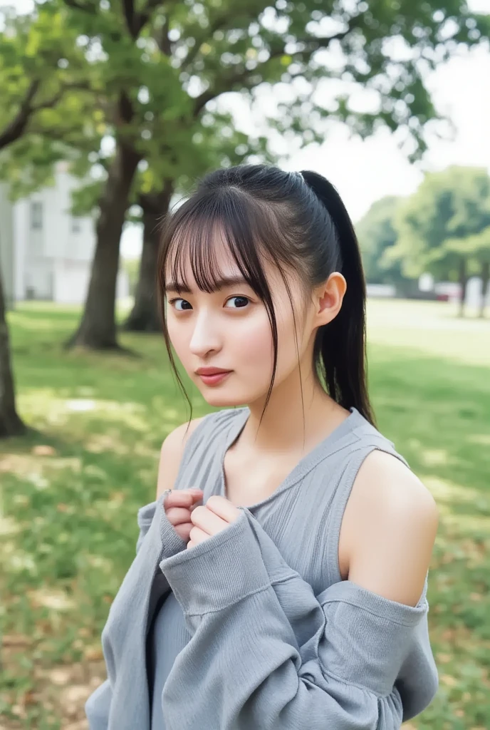 Photorealistic images of solo idols, Morning Musume inspired by Eri Kamei, Radiates charm and beauty. The image iust reflect a real person of the highest quality, Powered by Ultra-HD (16 K) resolution, crisp detail, Vivid colors, Dynamic Range, Soft bokeh, Delicate texture, Realistic realism, Pin Sharp Focus. 、The camera setup is、Nikon D850 and NIKKOR Z 58mm Boobs F。/0.95 S Noct lens, The setting must be ISO , F/0.95, Shutter speed is 1/60.
