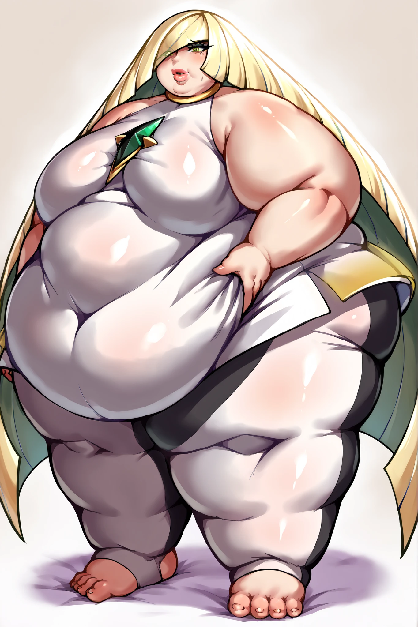 fat, big, belly, overweight, ningguang genshin impact, wearing a sweater, pregnant, third trimester, fat belly, fat hips