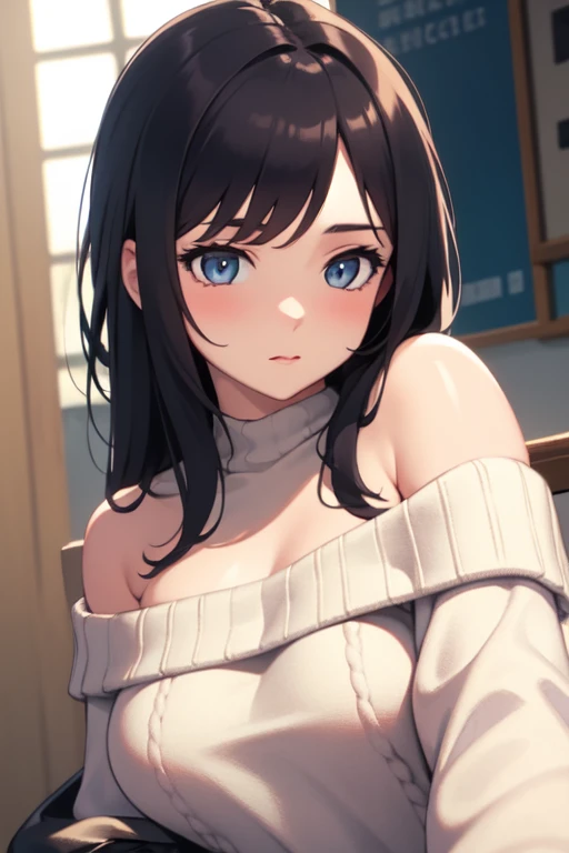 Girl, topless, sweater