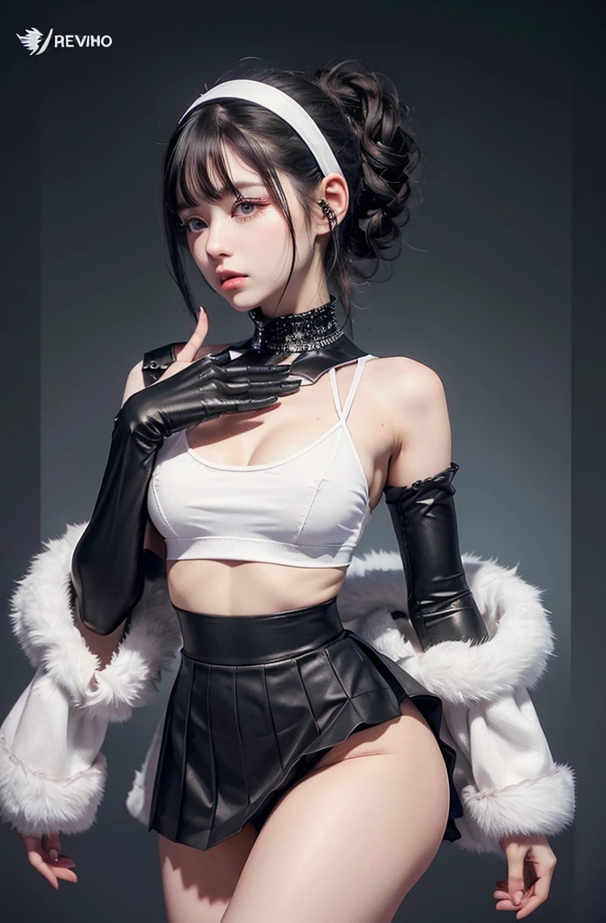 RAW Photos、((((Extreme beauty)))、Upper Body、HUNTER×HUNTER Chrollo=Lucilfer)、1 young person、Staring at the audience、Fur trim、Black long coat、Open Court、Long sleeve、Black trousers、Bold Pose、Simple Background、all back、