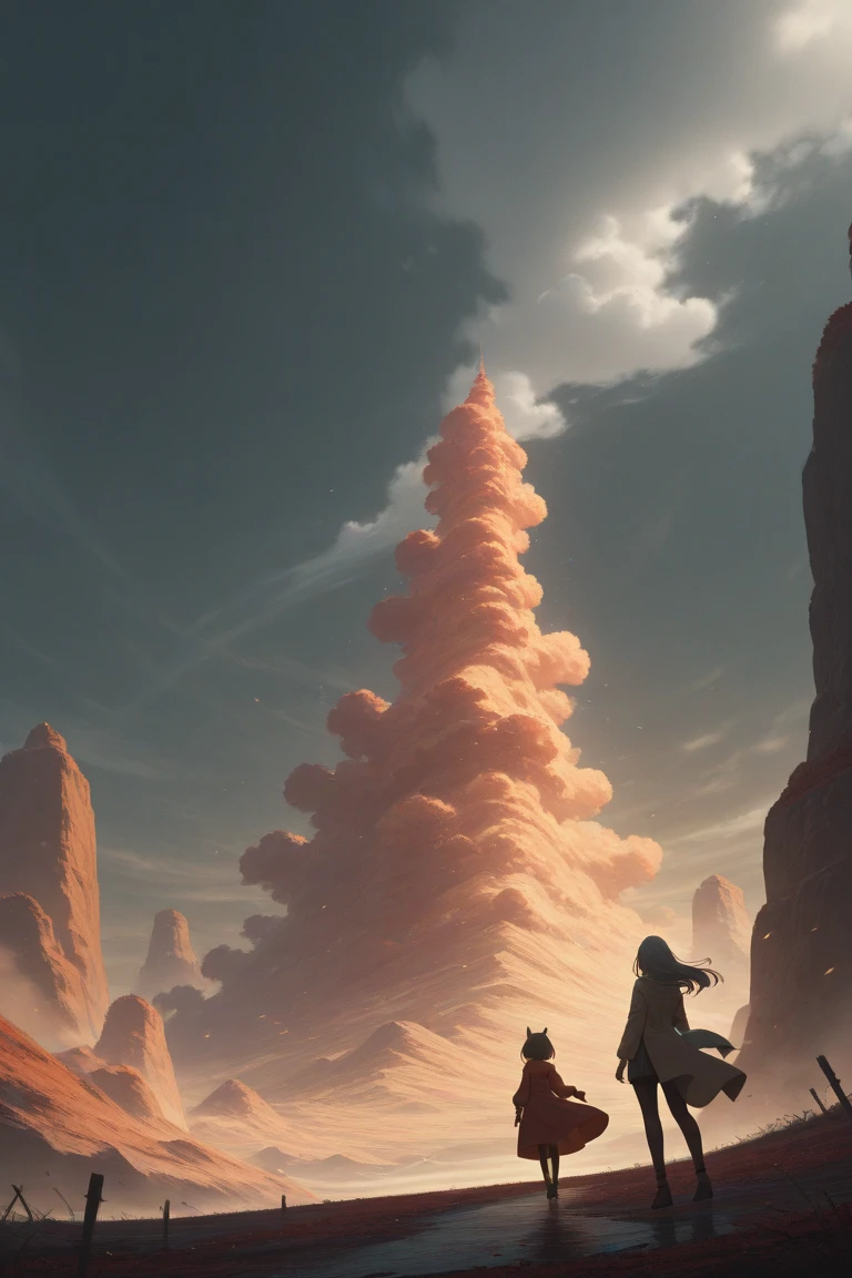 A highly detailed anime illustration,
landscape,
vintage, dreamy, drawing, trending on artstation, UHD, (((by Quentin de Warren))):1.8, atmosphere, luminosity
