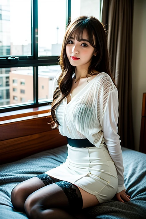 (In 8K,Highest quality,masterpiece),(Realistic,RAW Photos,Super Fine Clear),Realistic Light,Detailed skin,Beautiful Japanese Woman,((30-year-old woman,))、,(Long skirt)、Panty shot,gray sexy panties、kneeling to spread legs,Thin legs、fine grain,Detailed fingers、thin、Sexual,Ecstasy expression,In a stylish bedroom、A place without people,Ecstasy,Asian Eyes Era