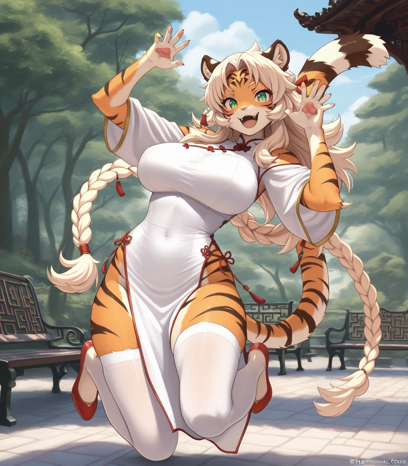loincloth , Indian Style bra , Ancient India , A strong wind is blowing , Kathakali , motion blur , Brown Skin , plump , (Bengal Tiger:0.9) , Kama Sutra , Secret Petals while dripping nectar