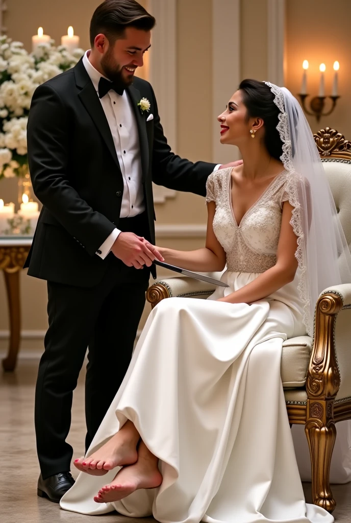 Romantic couple on their wedding day 