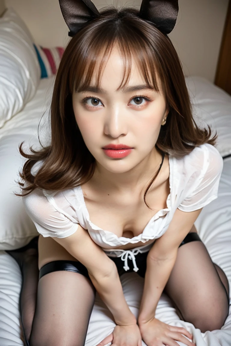 1girl, nsfw, Self-taken photo, pussy, panties under pantyhose, masturbation, beautiful Japanese woman, Real Women, Bangs to a length above the eyebrows, A woman with her shirt off in a dark room, woman pinching her nipples, Underwear, bras,