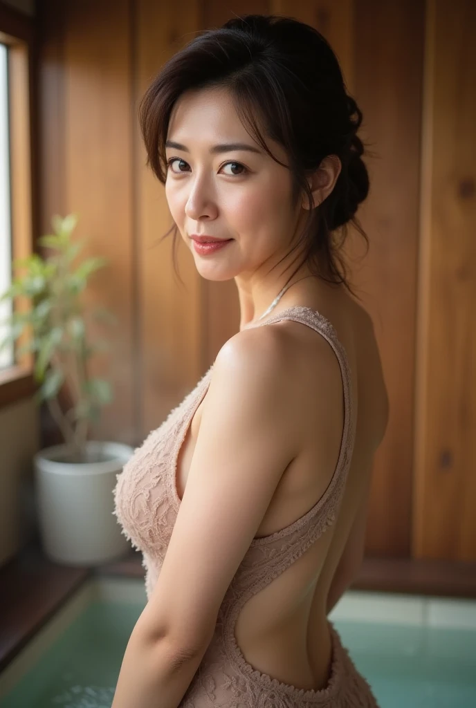 Beautiful mature woman with beautiful wavy long hair, sexy mature woman, naked, Close-up of chest to face, Ultra-high resolution,(Realistic:1.4), ((Highest quality)), ((masterpiece)), (be familiar with),