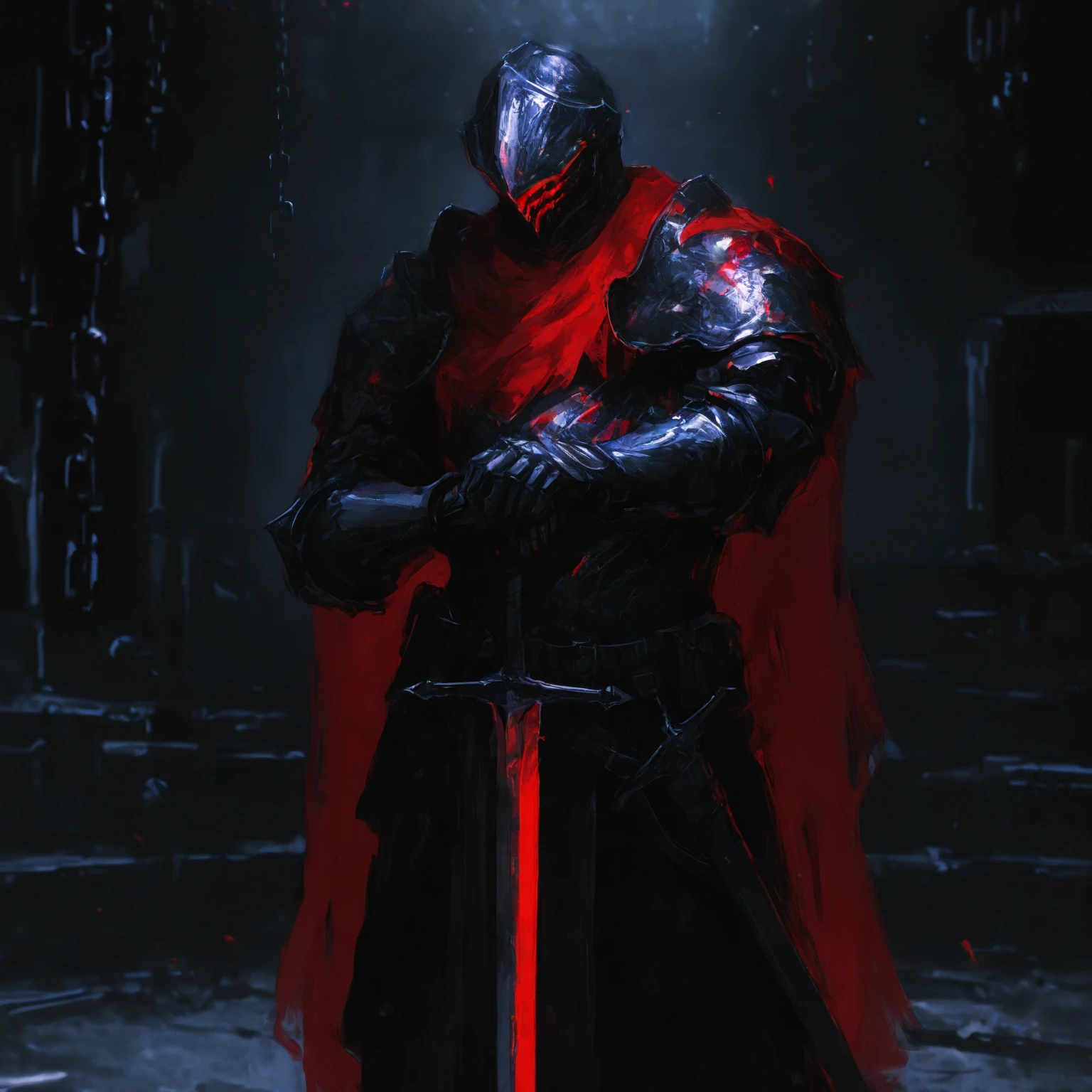 witch with sword standing in front of a mountain with a bloody sword, dark fantasy style art, dark concept art, dramatic concept art, an ominous fantasy illustration, Bloody + concept-art, dark fantasy artwork, dark cinematic concept art, Anime epic artwork, dark fantasy concept art, High quality digital concept art, dark high-contrast concept art, guillem h. pongiluppi