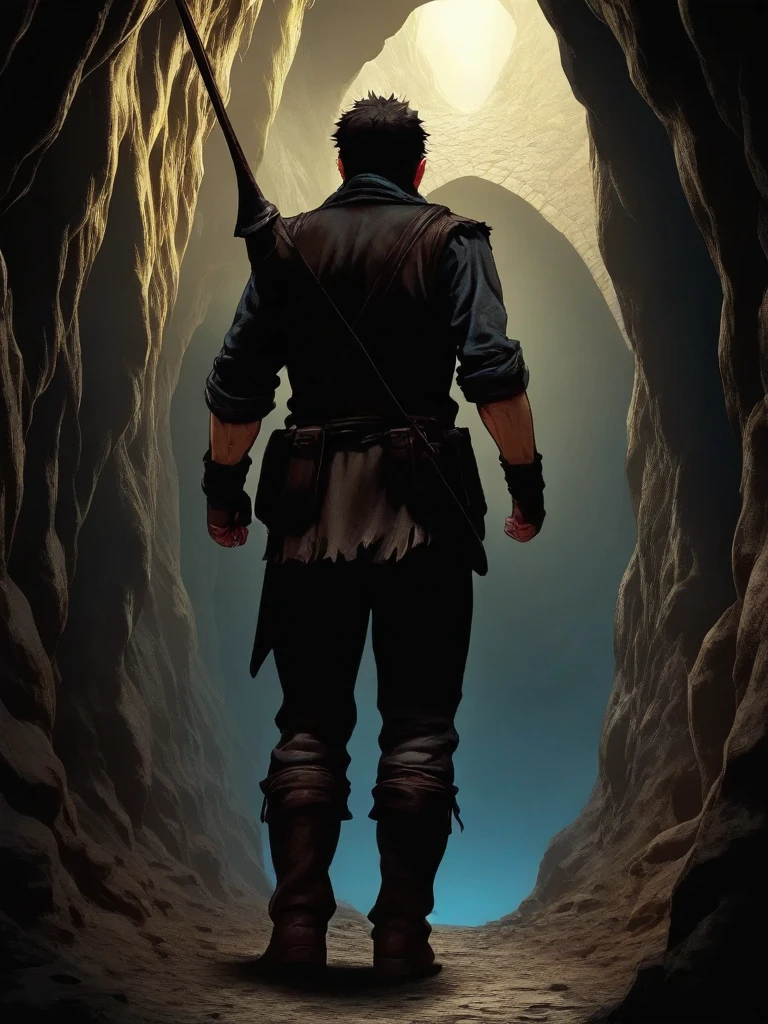 ((Best Quality)),( super high definition),(Super detailed),( detailed description ),((The best CG)),(masterpiece), dark dungeon,dark cave,lanthorn,adventurer