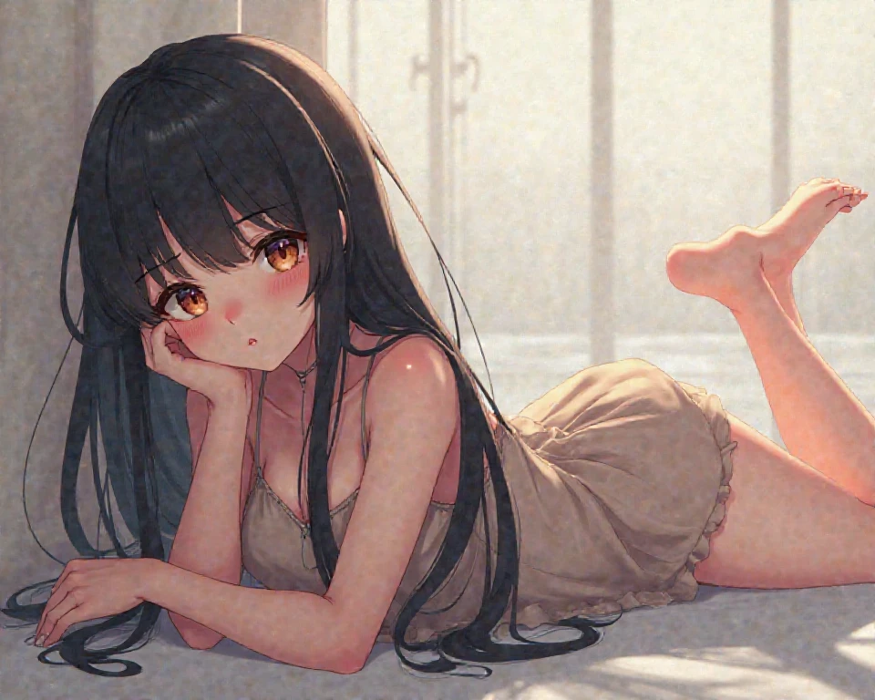 realistically, 1 girl, ponytail, brown eyes, glowing eyes, white short skirt, Blush, daytime, sun light, Strapless, Wet from the rain, Seethrough, Sit with your knees raised., crotch, nipples, sexy panty, armpit, six pack,