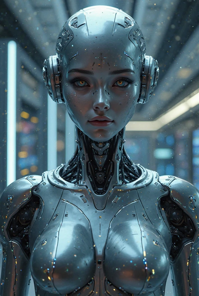 original photography, super verbose, Kizi, cybernetic neck, (cyborg: 1.5), A ruined block in the background, vibrant details, luxury cyberpunk, surreal, anatomically with, chic, 8K, best qualityer, work of art, very detailled, (real, photorrealistic: 1.37),