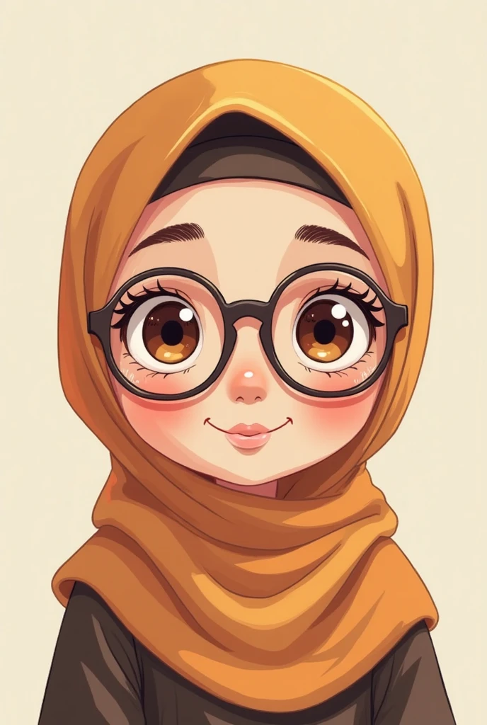 Muslim woman wearing black veil, Chinese Muslims are cute, Wear white glasses., Chinese eyes, White cartoon character, Chinese eyes, ยิ้ม Chinese eyes ตาตี๋