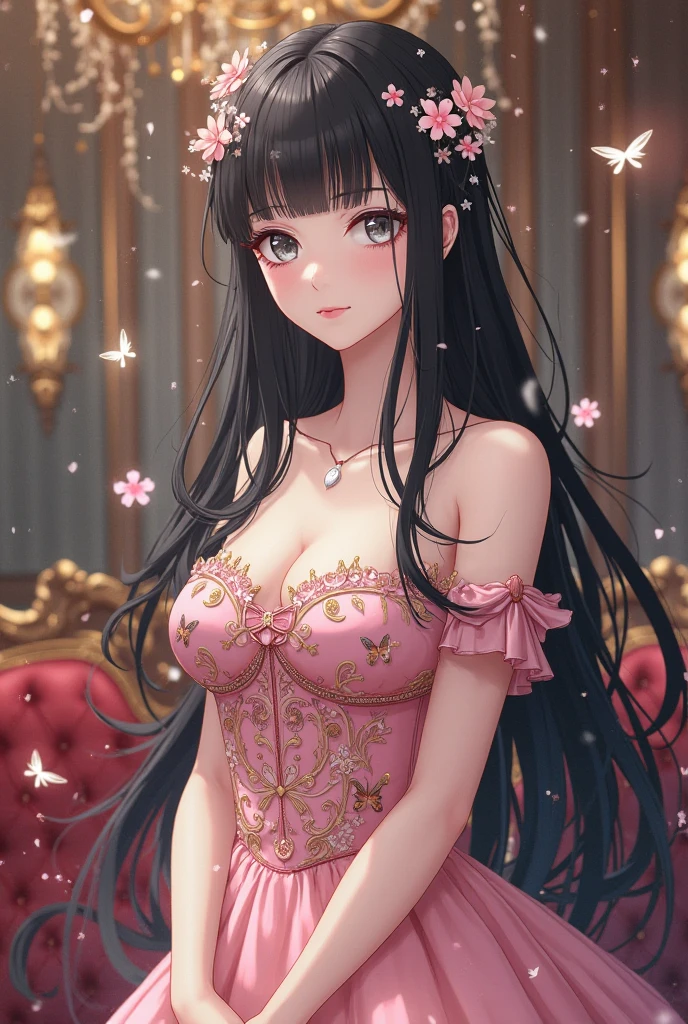 a woman in a floral dress sitting on a bed, beautiful dress, stunning dress, full dress, wearing pink floral gown, flower dress, beautiful gown, dressed in a flower dress, romantic dress, lady with glowing flowers dress, wearing a wonderful dress, floral!, wearing a long flowery dress, tumblr, wearing a magnificent dress, dressed beautiful gown, flowery dress