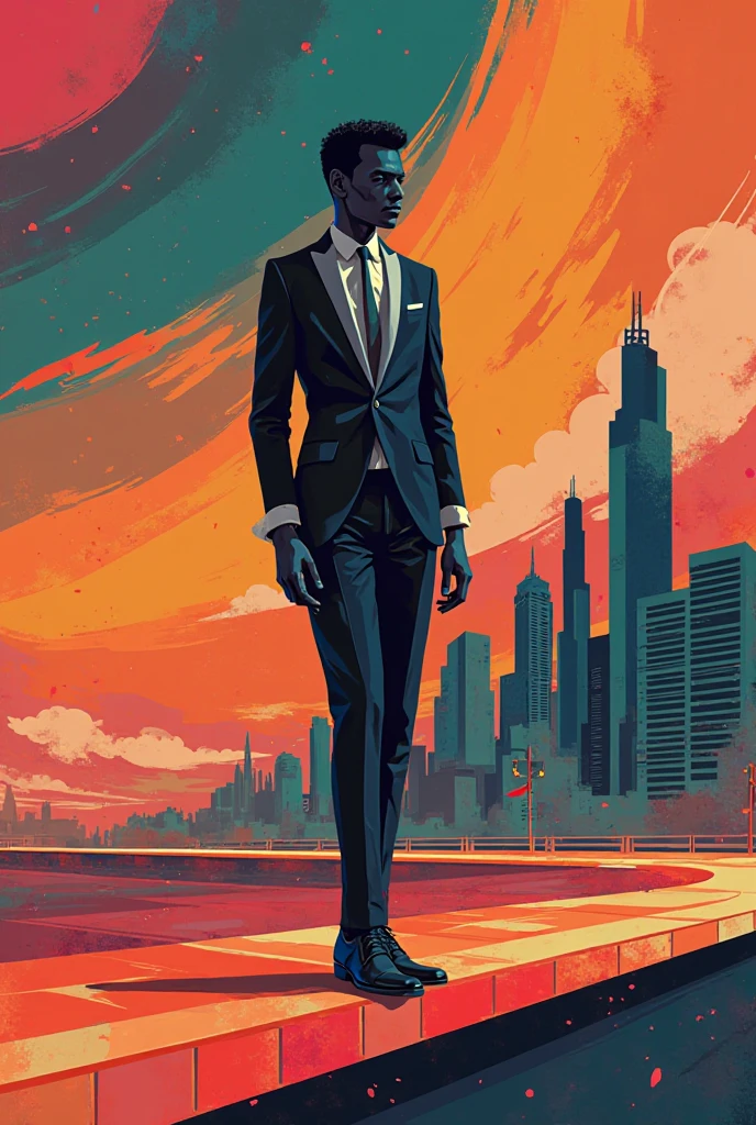 "Create an image featuring Jay Z confidently standing in a sleek urban business environment. He's depicted following his instincts, portrayed as a bright, dynamic pathway of light emerging from his gut. Surrounding him are representations of ethical dilemmas and business decisions, symbolized by intertwining roads – one leading towards integrity and the other towards short-term gains. The roads should be illuminated differently, with the path to integrity being illuminated with a warm and inviting light, while the path to short-term gains is dimmer. Jay Z's trustworthy demeanor and his words 'Trust Your Instincts and Maintain Integrity' should be integrated seamlessly into the scene, conveying a sense of wisdom and success."