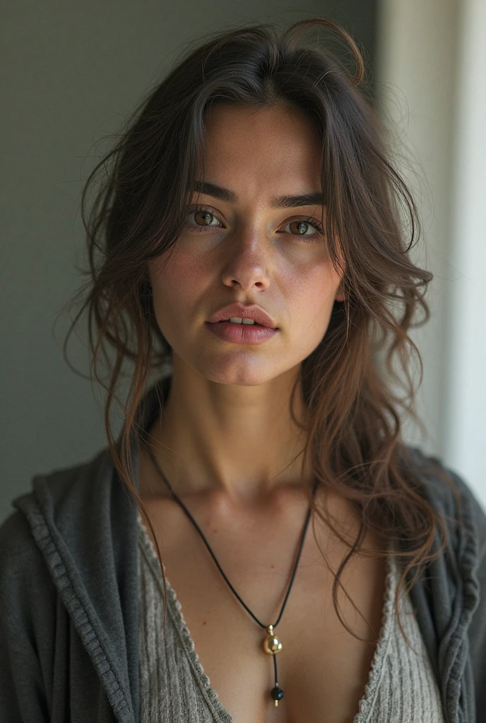 (masterpiece, photorealistic:1.4, extremely intricate:1.3, radiosity, photon mapping, dtx, 8K), ((((closeup necklace, white t-shirt, humid, [medium breasts:small breasts:0.8])), humid, [skin detail:freckles:0.7], natural, 25 year brunette supermodel), dark room, ((stone shower, glass shower, clean)))
