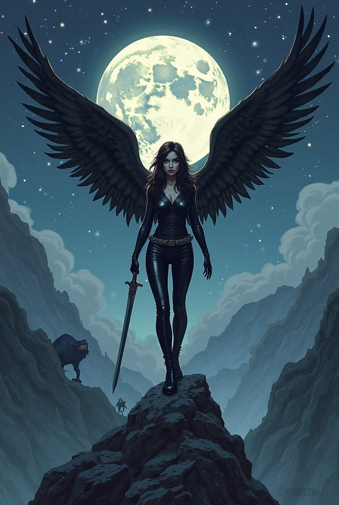 8k uhd, (best quality:1.2), (front view:1.5), (masterpiece:1.2), very detailed, big boobs, (((black skirt))), (((gothic woman with wings flying on space))), (((Background: big planet on the space))), (black wings), (((flying through space))), flying pose, black clothes, gothic clothes, black hair, black eyes, skull belt, black legwear, black nails, black thighhighs, black choker, black lipstick, ear piercing, shiny skin, skindentation, perfect fingers, happy face, eyes closed, closed eyes, heel boots, high boots, fishnet stockings, colored inner hair, ((very low angle)), suspender belt, perfect hand, perefct face, sensual face, universe, dark atmosphere, ultra realistic 8k, flawless, front view, masterpiece, professional artwork, (long hair), famous artwork, cinematic lighting, perfect face, beautiful face, beautiful eyes, ((solo)), ((alone)), fantasy, dreamlike, unreal, intricate detail, delicate pattern, sexy, charming, alluring, seductive, erotic, enchanting,