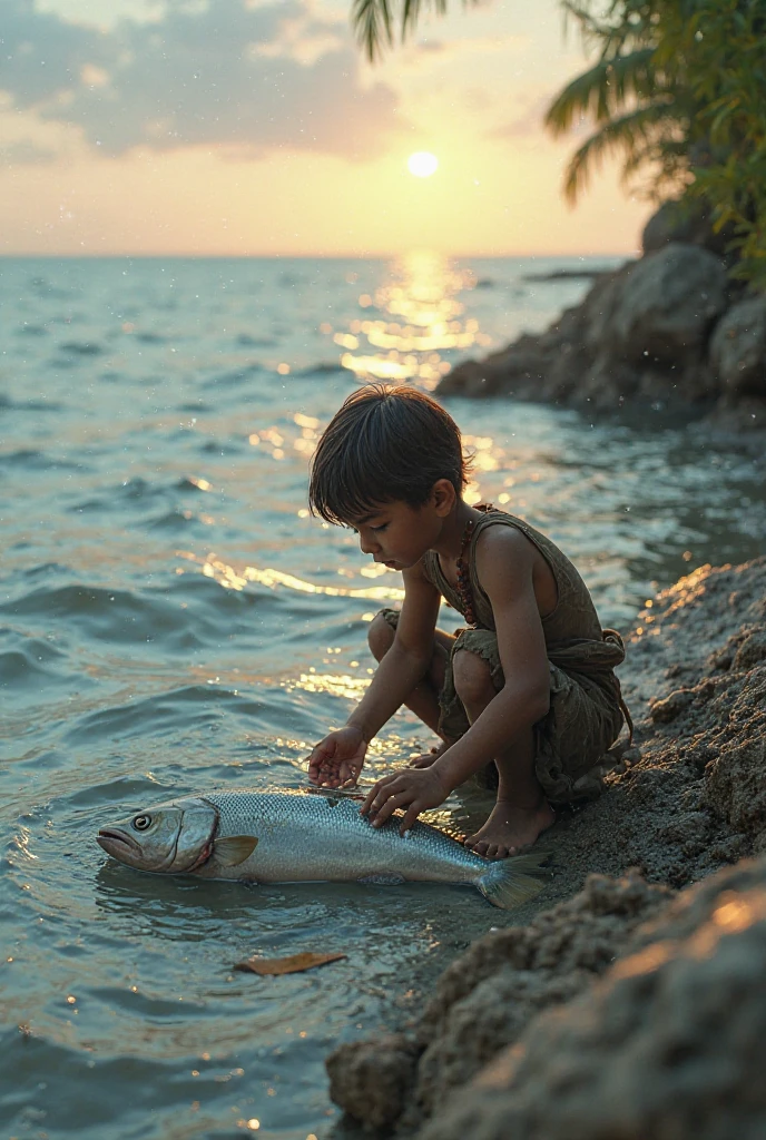 there is a young boy standing in the water, crab monster, with big starfish, huge crab, cute boy, playing at the beach, little ???, low iso, photo taken at night, in the beach, at the beach, mid shot portrait, giant crab, on the sand, ready to eat, taken with the best dlsr camera, with claws