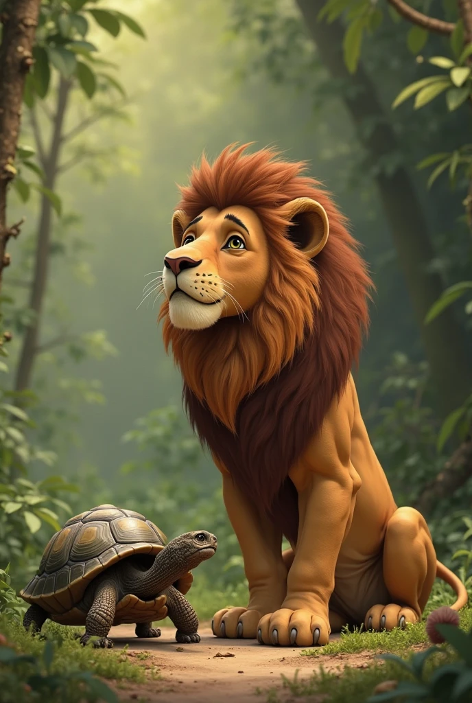 But Leo’s best friend,  the Tortoise, noticed that something was wrong. She found Leo sitting quietly under a large acacia tree, looking sad.“Leo, why aren’t you roaring today?” Tilly asked, her small eyes filled with concern